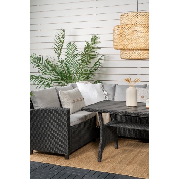 Groupe de canapés d\\\'angle en bois courbé - Noir/gris Groupe de canapés d\\\'angle en bois courbé - Noir/gris