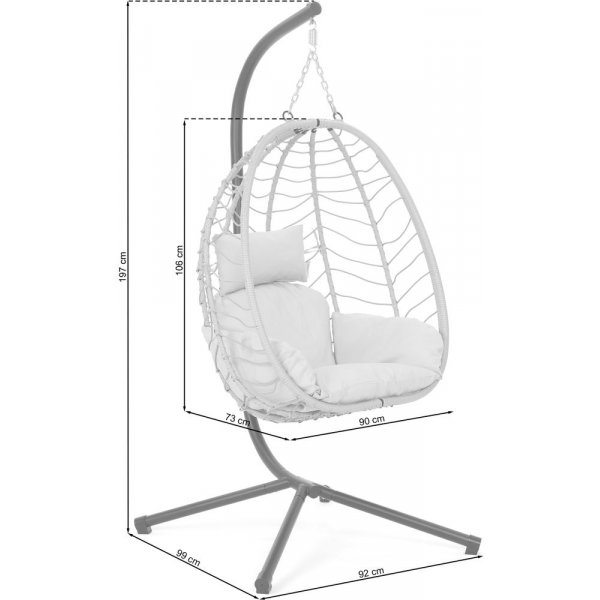 Hängstol i konstrotting - Natur / Svart Hängstol i konstrotting - Natur / Svart