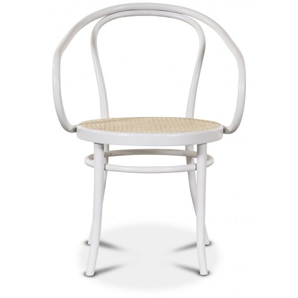 No 30 Karmstol med rottingsits - Vit/Rotting