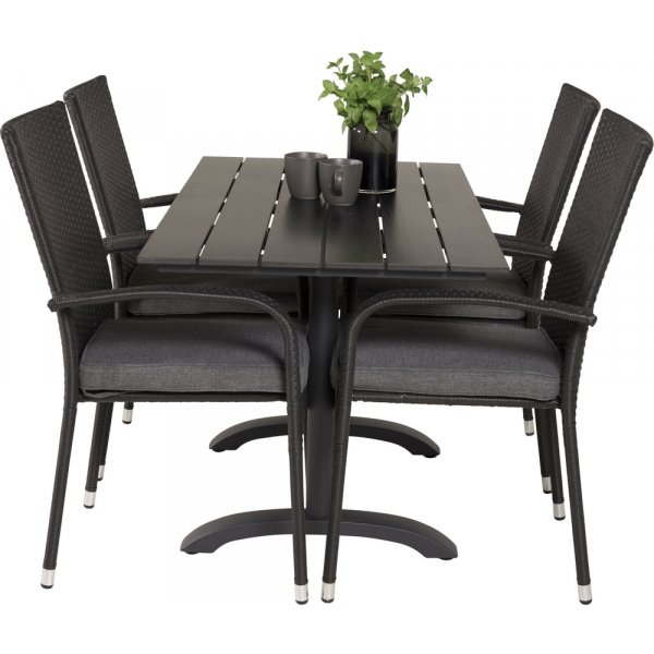 Denver utematgrupp med 4 st Anna stolar - Svart Denver utematgrupp med 4 st Anna stolar - Svart