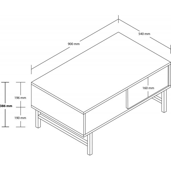 Diamond soffbord 90 x 54 cm - Ek/travertin