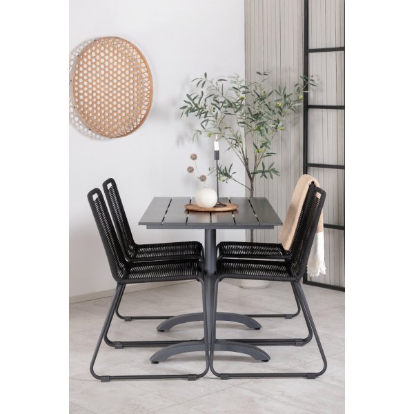 Denver utematgrupp med 4 st Lindos stolar - Svart Denver utematgrupp med 4 st Lindos stolar - Svart