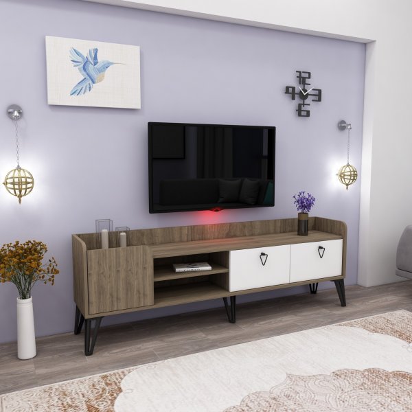 Prime TV-bänk - Vit/valnöt Prime TV-bänk - Vit/valnöt
