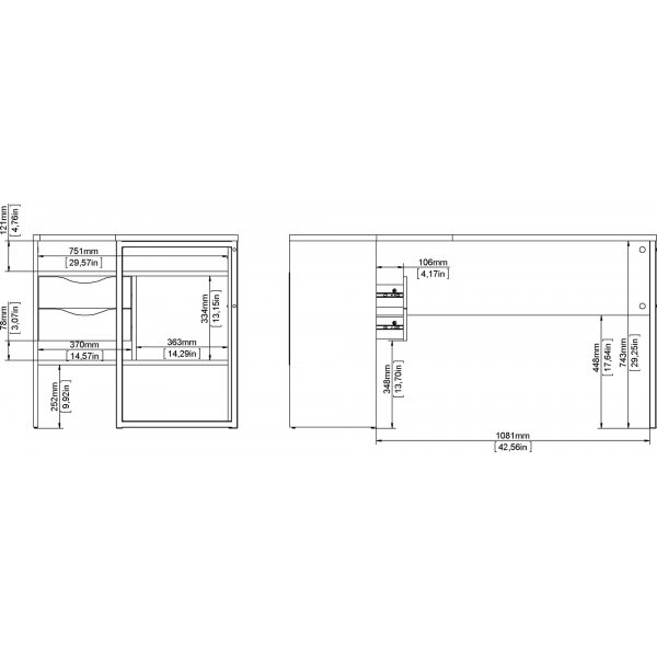 Function Plus skrivbord 145,1 x 81 x 76,8 cm - Svart/ek
