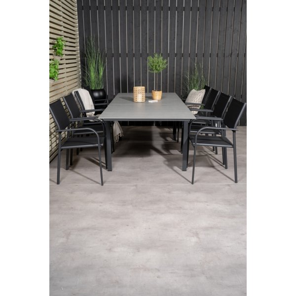 Levels utematgrupp med 8 st Santorini stolar - Svart/Grå Levels utematgrupp med 8 st Santorini stolar - Svart/Grå