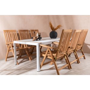 Togo utematgrupp med 6 st Kenya stolar - Teak/Vit