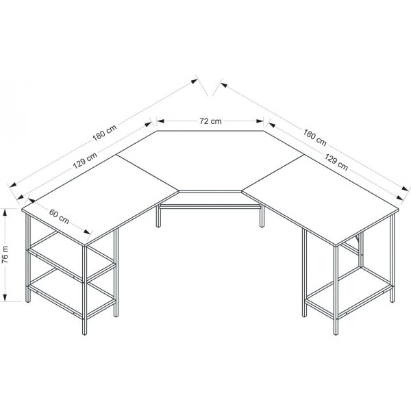 Bureau d'angle Power 180 x 60 cm - Blanc Bureau d'angle Power 180 x 60 cm - Blanc