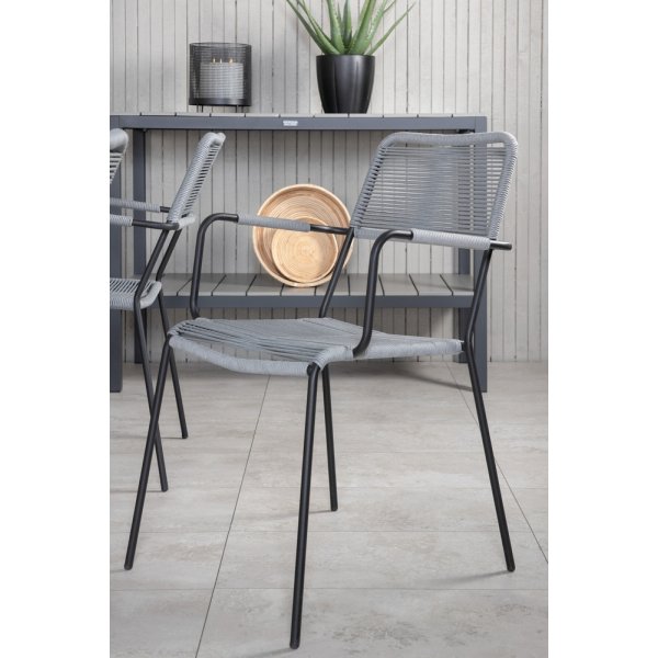 Marbella utematgrupp med 6 st Lindos stolar - Svart/Grå Marbella utematgrupp med 6 st Lindos stolar - Svart/Grå