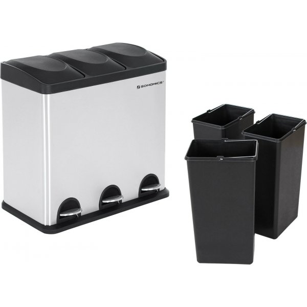 Poubelle Luan 54 l - Argent/noir