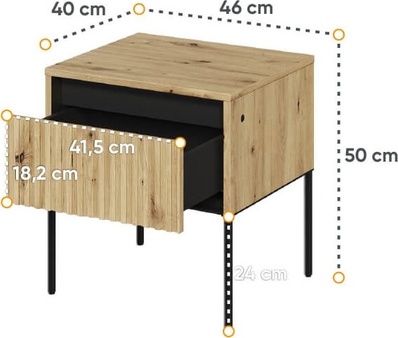 Trend nachtkastje - Artisan eiken/zwart
