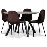 Smokey matgrupp, runt matbord med 4 st Carisma sammetsstolar - Bordeaux Smokey matgrupp, runt matbord med 4 st Carisma sammetsstolar - Bordeaux
