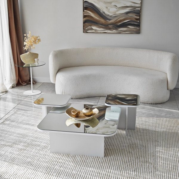 Ensemble table basse Jazz 80/40/40 x 80/40/40 cm - Blanc Ensemble table basse Jazz 80/40/40 x 80/40/40 cm - Blanc