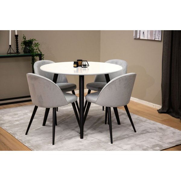 Chaise de salle  manger Alice - Velours ctel noir/gris clair