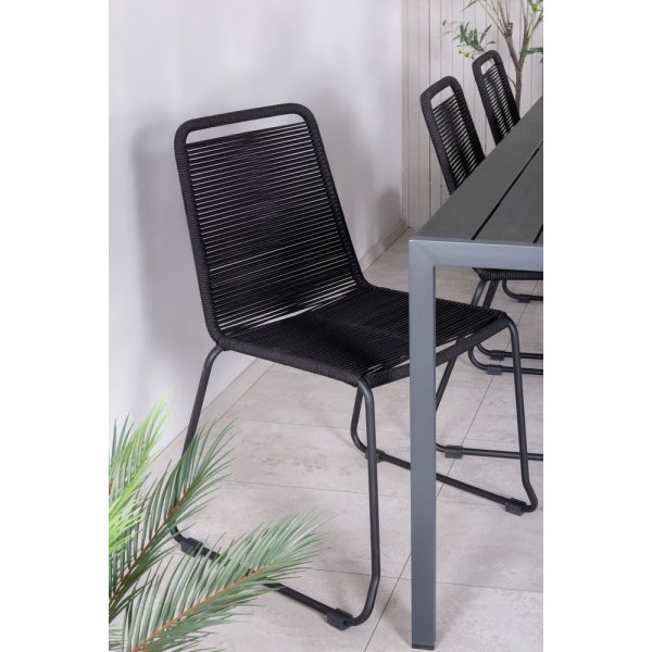 Break utematgrupp med 6 st Lindos stolar - Svart Break utematgrupp med 6 st Lindos stolar - Svart