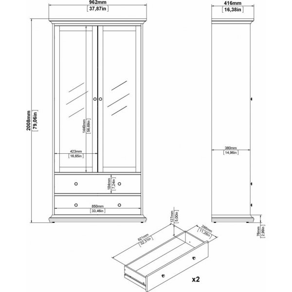 Paris vitrinekast - Wit
