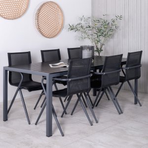 Groupe repas extrieur Break avec 6 chaises Alina - Noir