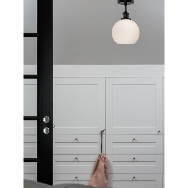 Plafonnier Omega - Verre opale/noir - 20 cm Plafonnier Omega - Verre opale/noir - 20 cm