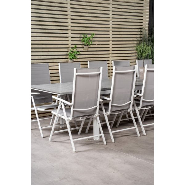 Levels utematgrupp med 10 st Break stolar - Gr/Vit