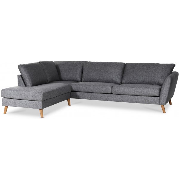 Canapé country avec extrémité ouverte à gauche - Gris (tissu) Canapé country avec extrémité ouverte à gauche - Gris (tissu)
