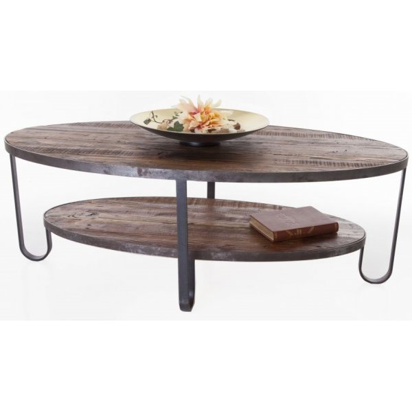 Bolivia ovalt soffbord 128 cm - Antikbehandlat