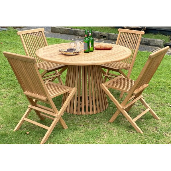 Saltö runt matbord i teak D120 cm + Träolja för möbler Saltö runt matbord i teak D120 cm + Träolja för möbler