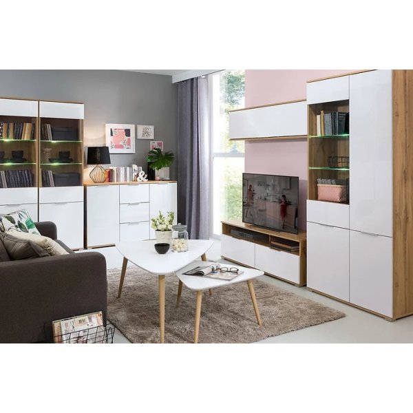 Table basse Triango 110 x 85 cm - Blanc/chne sonoma