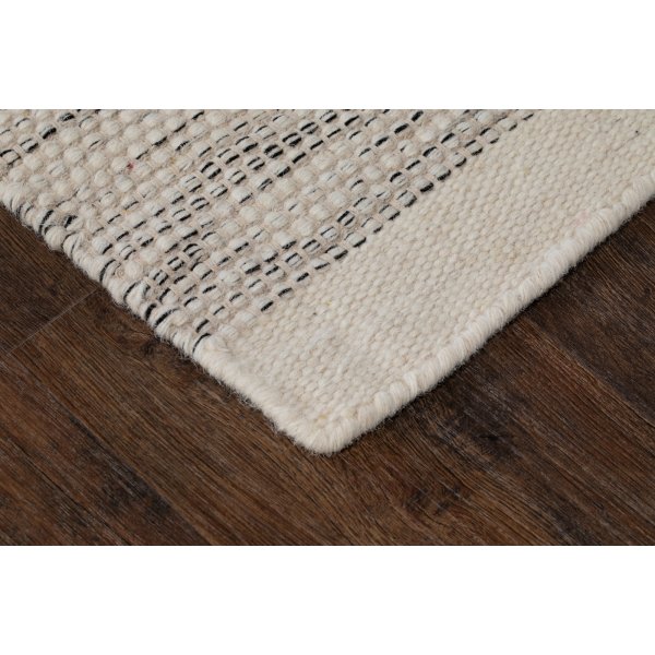 Tapis tufté en laine tissé main Blanc/Noir Tapis tufté en laine tissé main Blanc/Noir