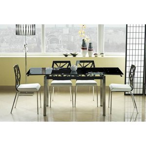 Table  manger Cameron 110-170 cm - Chrome/noir