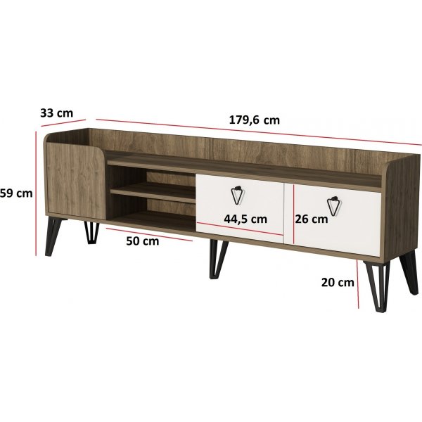 Prime TV-bänk - Vit/valnöt Prime TV-bänk - Vit/valnöt