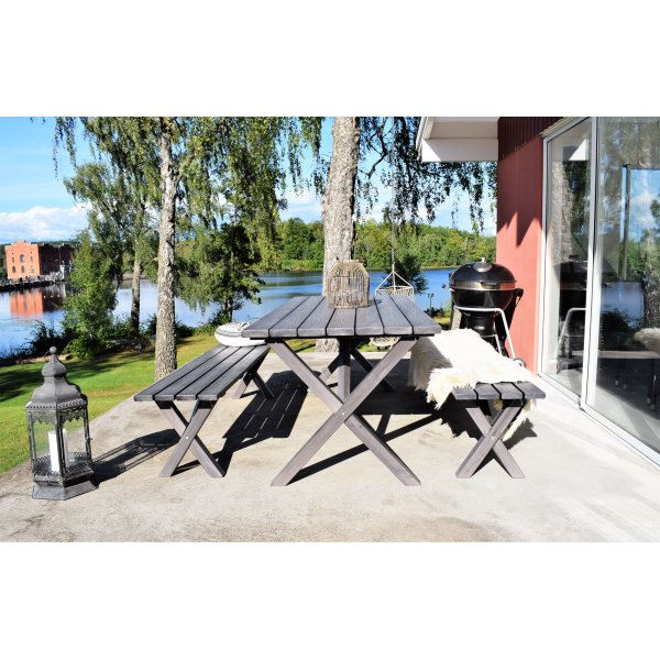 Scottsdale utegrupp bord 190 cm inkl 2 st sittbnkar -Shabby chic gr