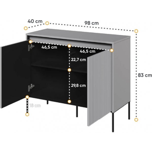Meuble Trend H83 cm - Gris/noir