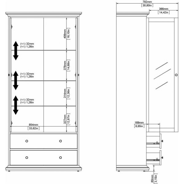 Paris vitrinskåp - Grå Paris vitrinskåp - Grå