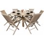 Salt utematgrupp runt 150 cm bord med 6 st matstolar med armstd - Gr teak