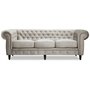 Ashford 3-sits chesterfield i beige sammet