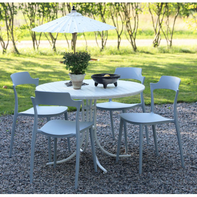 Matgrupp Holmsund: Runt vitt bord inklusive 4 st Abbe stolar stapelbara