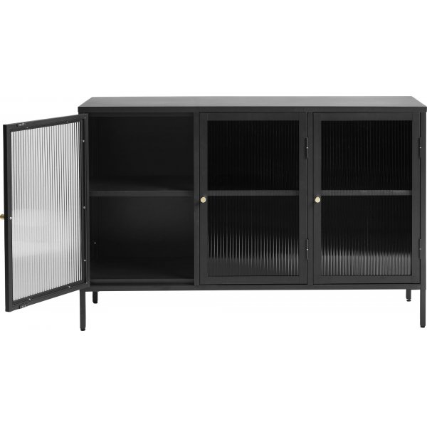 Buffet Dobb en métal noir avec portes vitrées Buffet Dobb en métal noir avec portes vitrées