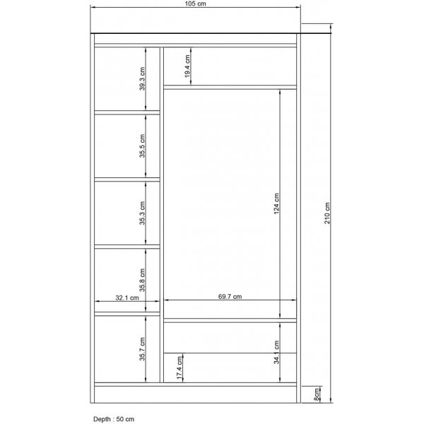 Lavinia garderob 105 x 50 x 210 cm - Vit Lavinia garderob 105 x 50 x 210 cm - Vit