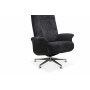 Reclinerftlj med fotpall i kta frskinn svart/mrkgr - Ulla + Textilskydd fr mbler