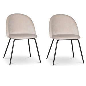 Beige stol i sammet med svarta ben - Astrid Beige stol i sammet med svarta ben - Astrid