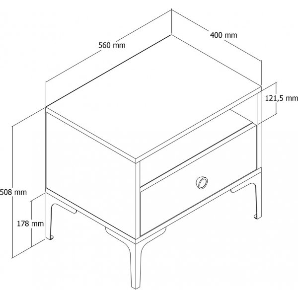 Lissabon nachtkastje - Walnoot
