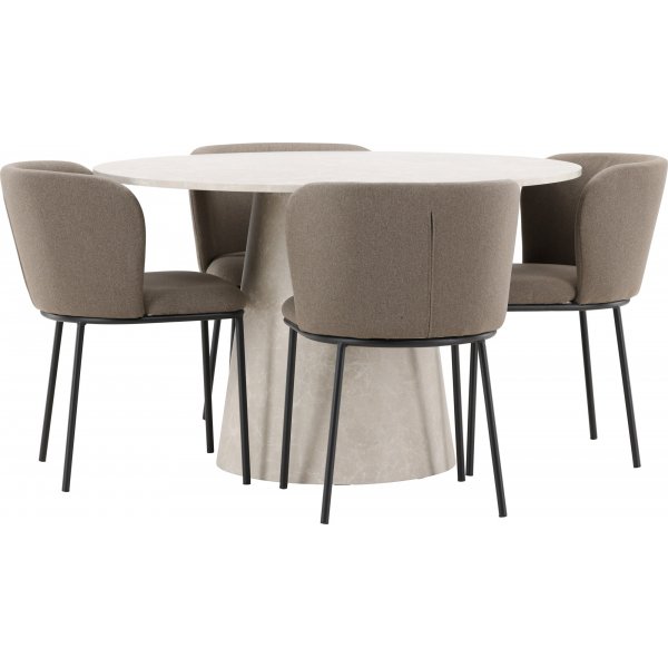 Matbord Lanzo med 4 st Edina stolar - Svart/brun/beige + 3.00 x Mbeltassar
