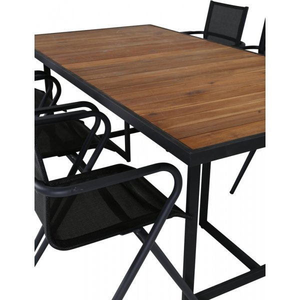 Khung utematgrupp med 6 st Alina stolar - Svart/Natur