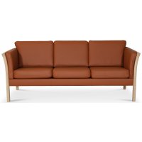 Pure 3-sits lädersoffa - Cognac (läder) / Ljust trä Pure 3-sits lädersoffa - Cognac (läder) / Ljust trä