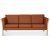 Pure 3-sits lädersoffa - Cognac (läder) / Ljust trä