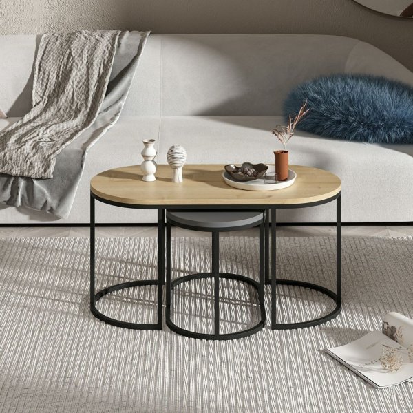 Table Dena 35/90 x 30/45 cm - Chêne/anthracite Table Dena 35/90 x 30/45 cm - Chêne/anthracite