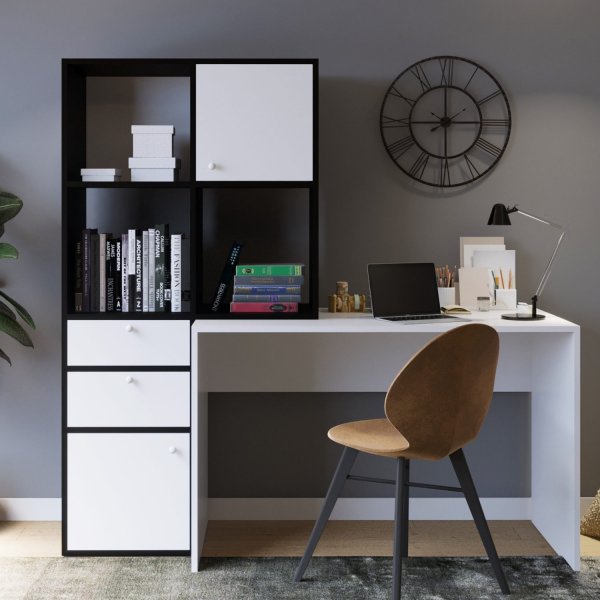 Bureau Cannes 164x55 cm - Blanc/noir Bureau Cannes 164x55 cm - Blanc/noir