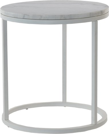 Accent runt lampbord D50 cm - vit marmor / vitt underrede