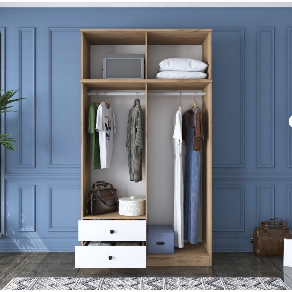 Armoire Mendy 120 cm - Noyer/blanc Armoire Mendy 120 cm - Noyer/blanc
