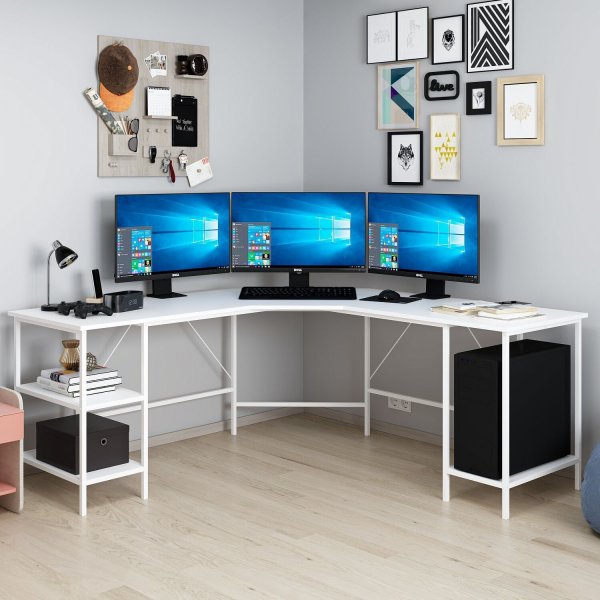 Bureau d'angle Power 180 x 60 cm - Blanc Bureau d'angle Power 180 x 60 cm - Blanc