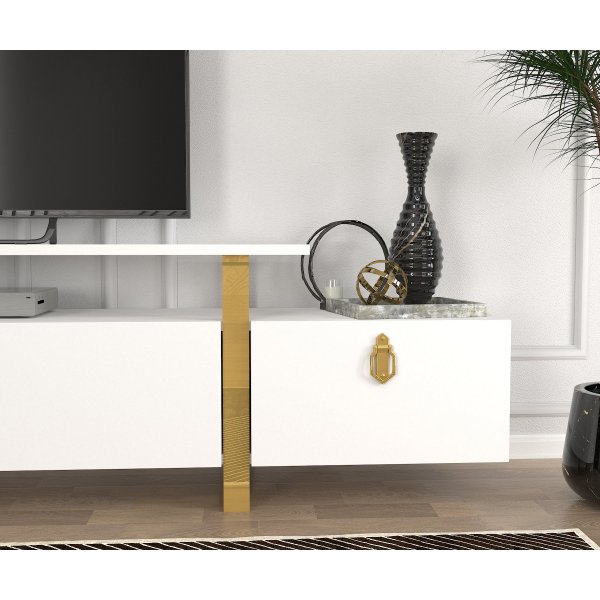 Meuble TV Aramis - Blanc/or Meuble TV Aramis - Blanc/or